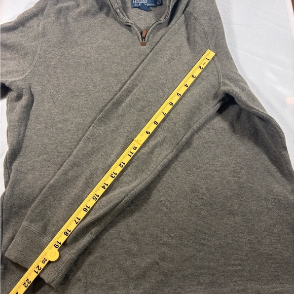 Polo Ralph Lauren Sweater Mens L Gray Pullover 1/4 Zip Long Sleeve Pony Logo - Picture 5 of 9
